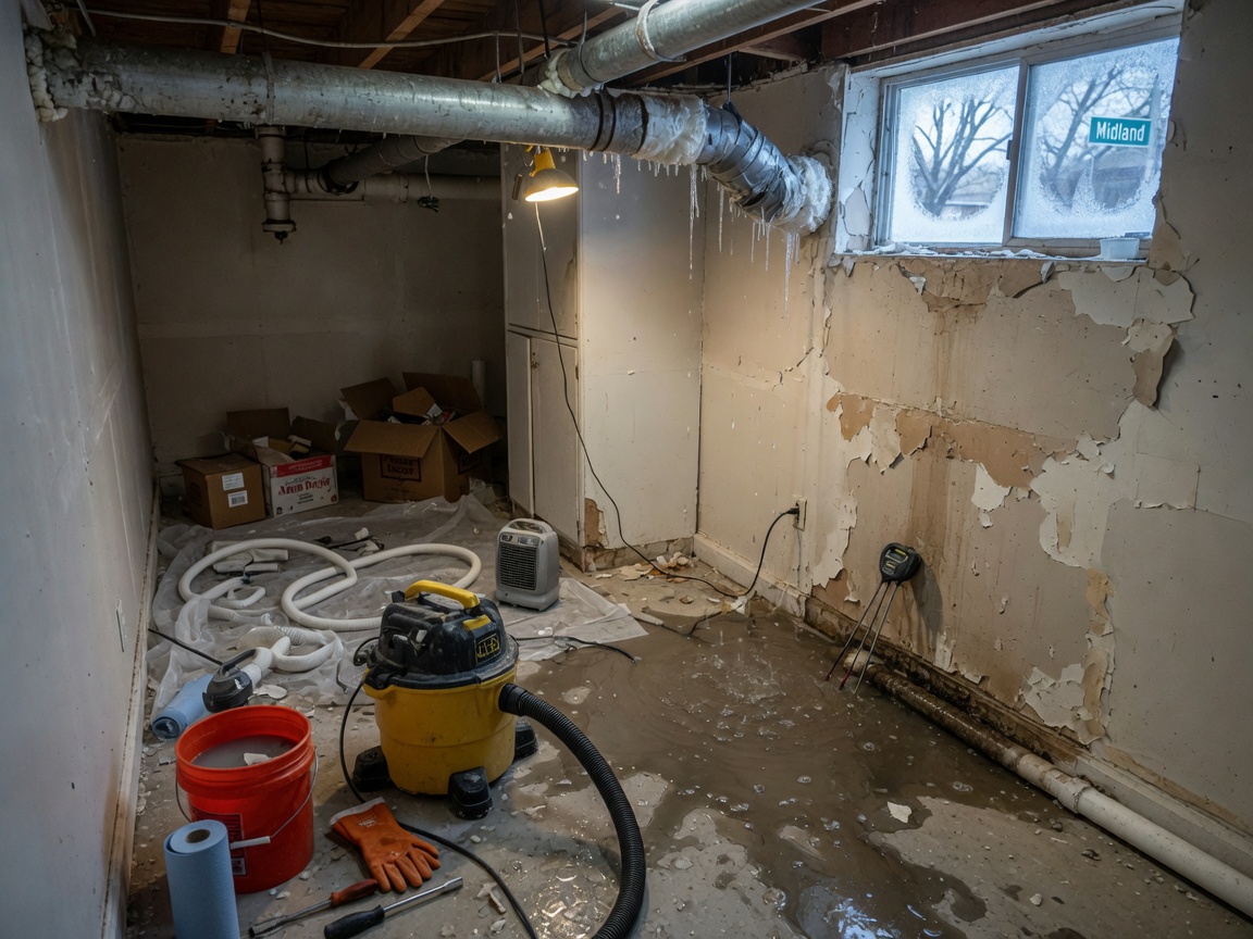Frozen Pipe Water Damage in Midland: Immediate Cleanup Steps